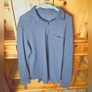lululemon athletica Blue Checkered Casual Button Down Shirt